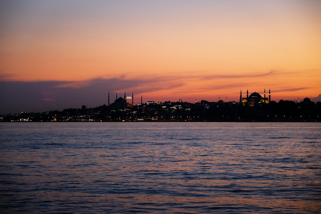 Istanbul skyline at twilight with historic mosques and the Bosphorus