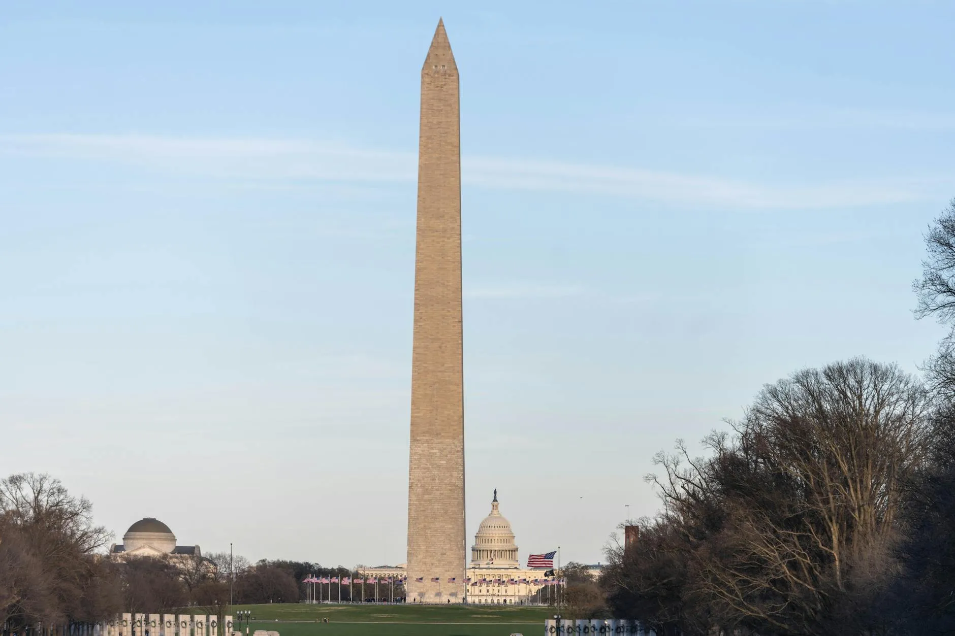 Washington, D.C., USA — the Washington Monument and the US Capitol dome seen across the National Mall