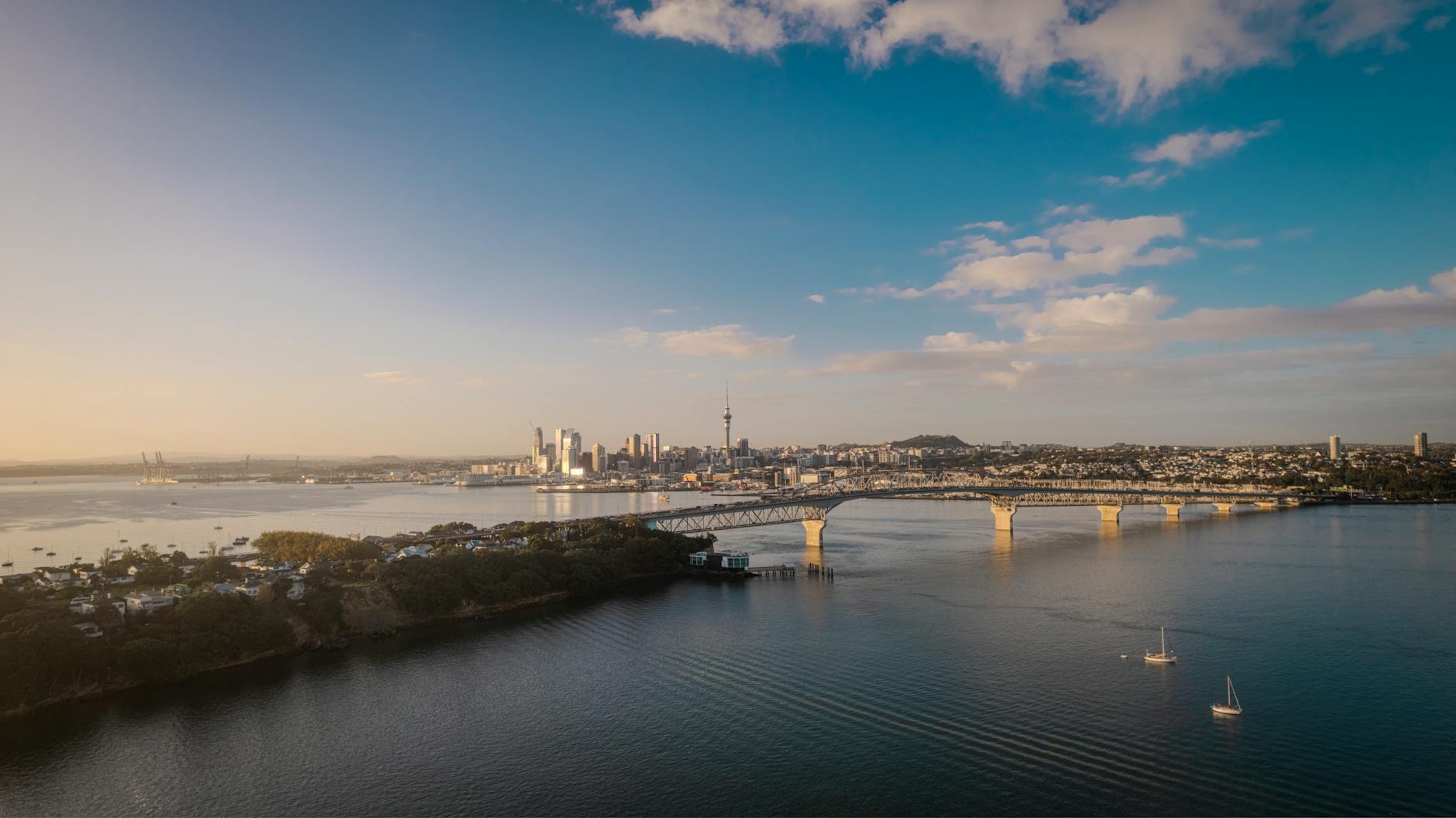 Auckland, New Zealand — harbour and Rangitoto Island