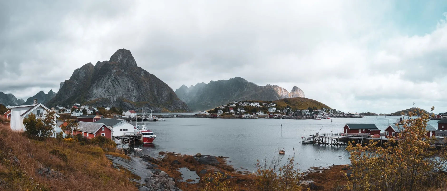 Lofoten Islands Norway — rorbu fishing cabins and granite peaks