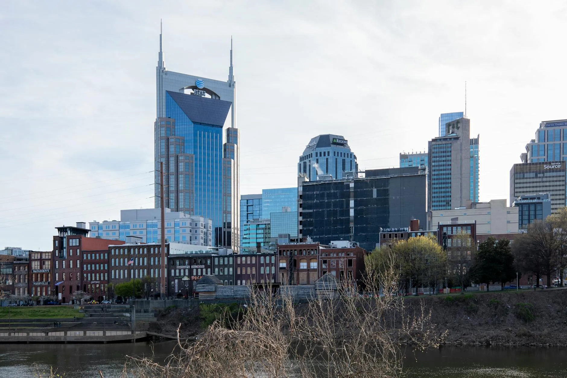 Nashville International Airport (BNA) — View of Nashville's iconic AT&T Building and downtown skyline.