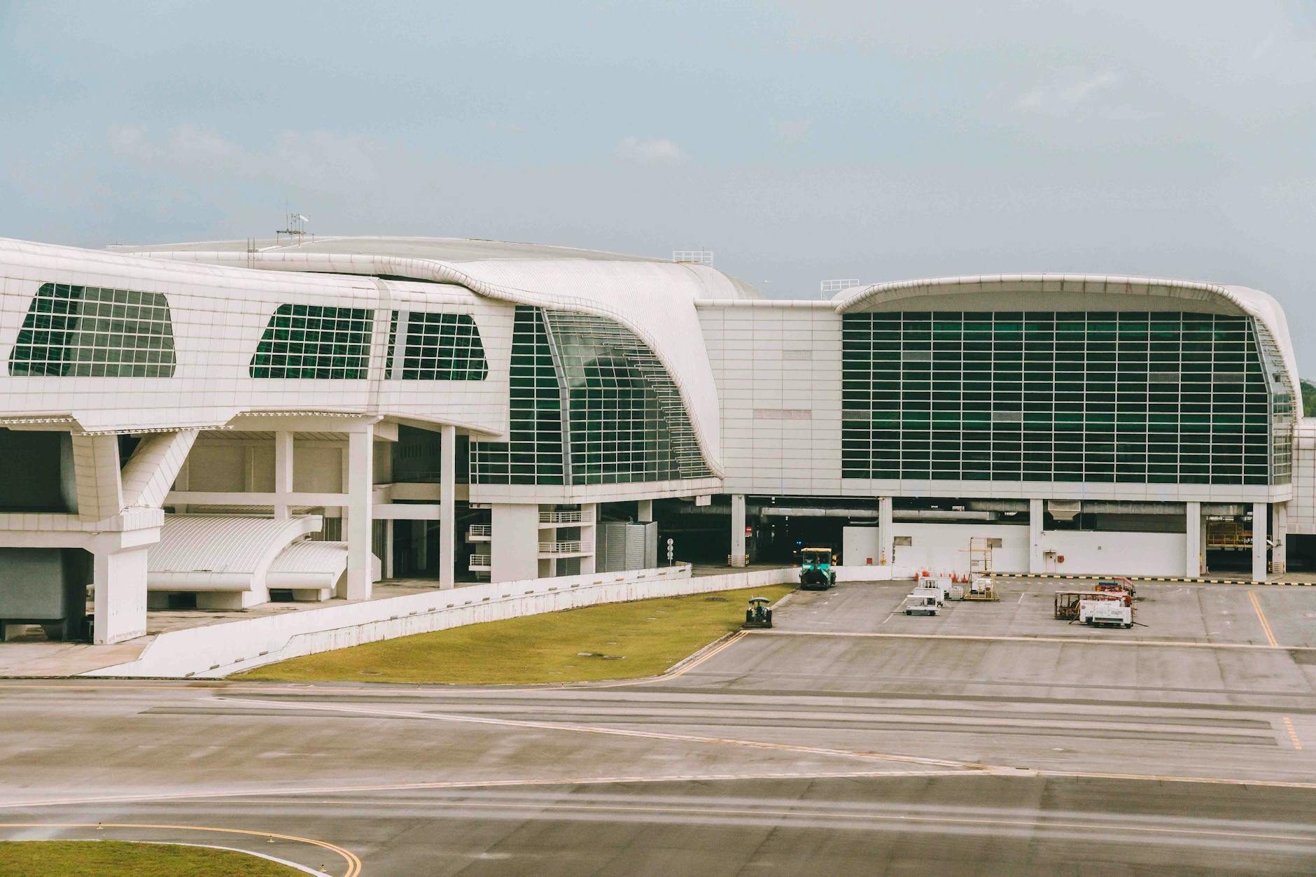A view of the contemporary architecture at Kuala Lumpur's airport terminal.