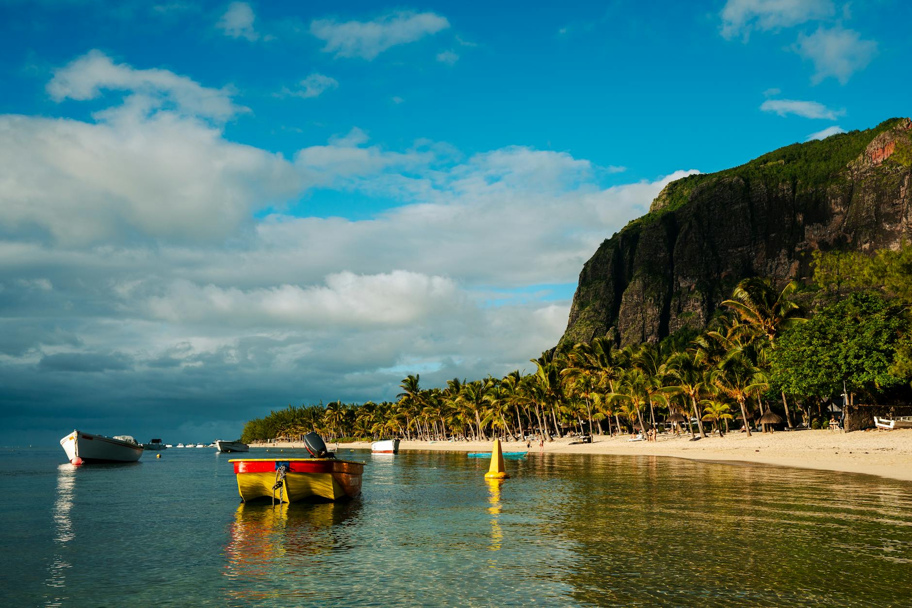 Mauritius Island — beach and lagoon aerial view
