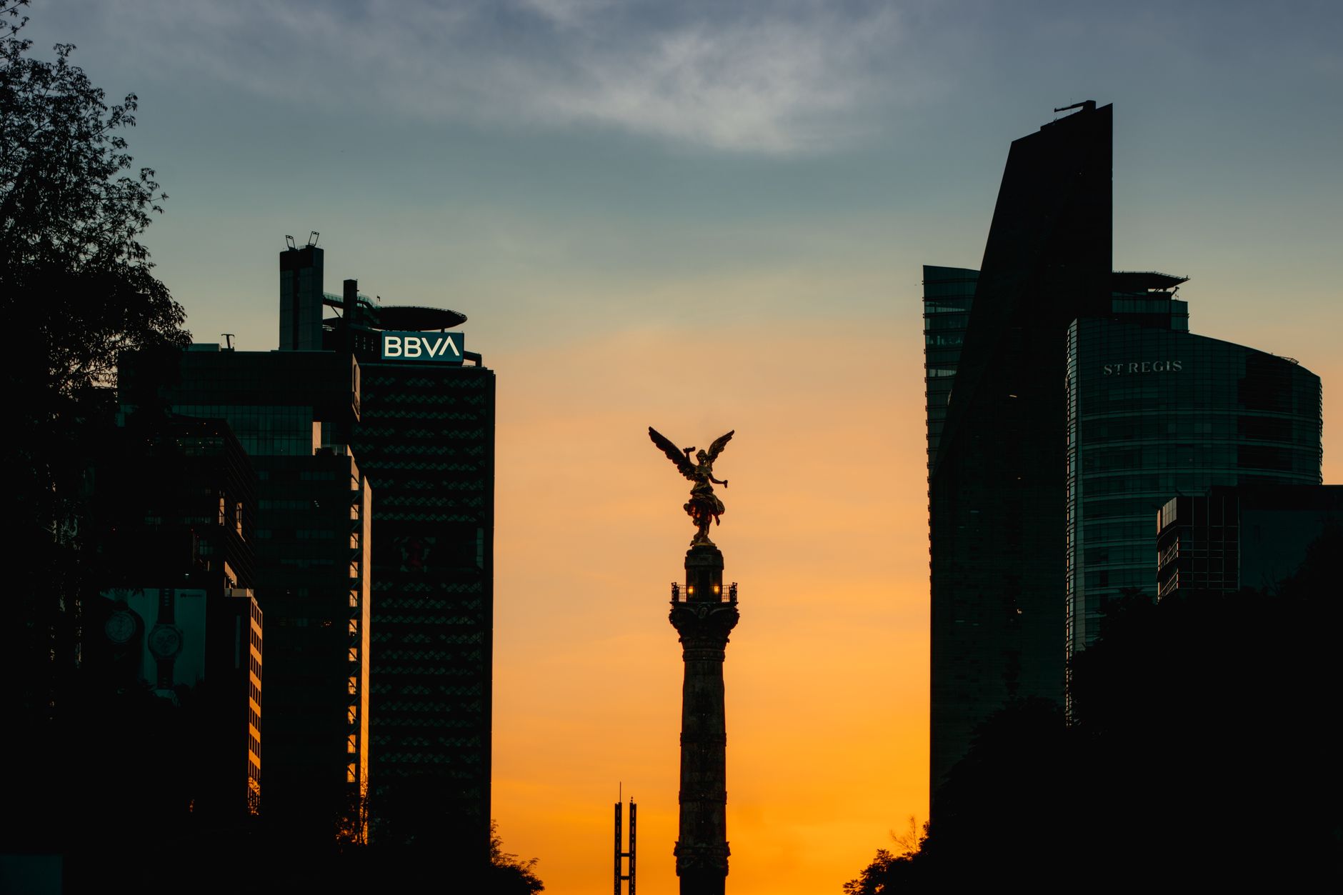 Mexico City, Mexico — Stunning sunset in Mexico City showcasing the iconic Angel de la Independencia monument.