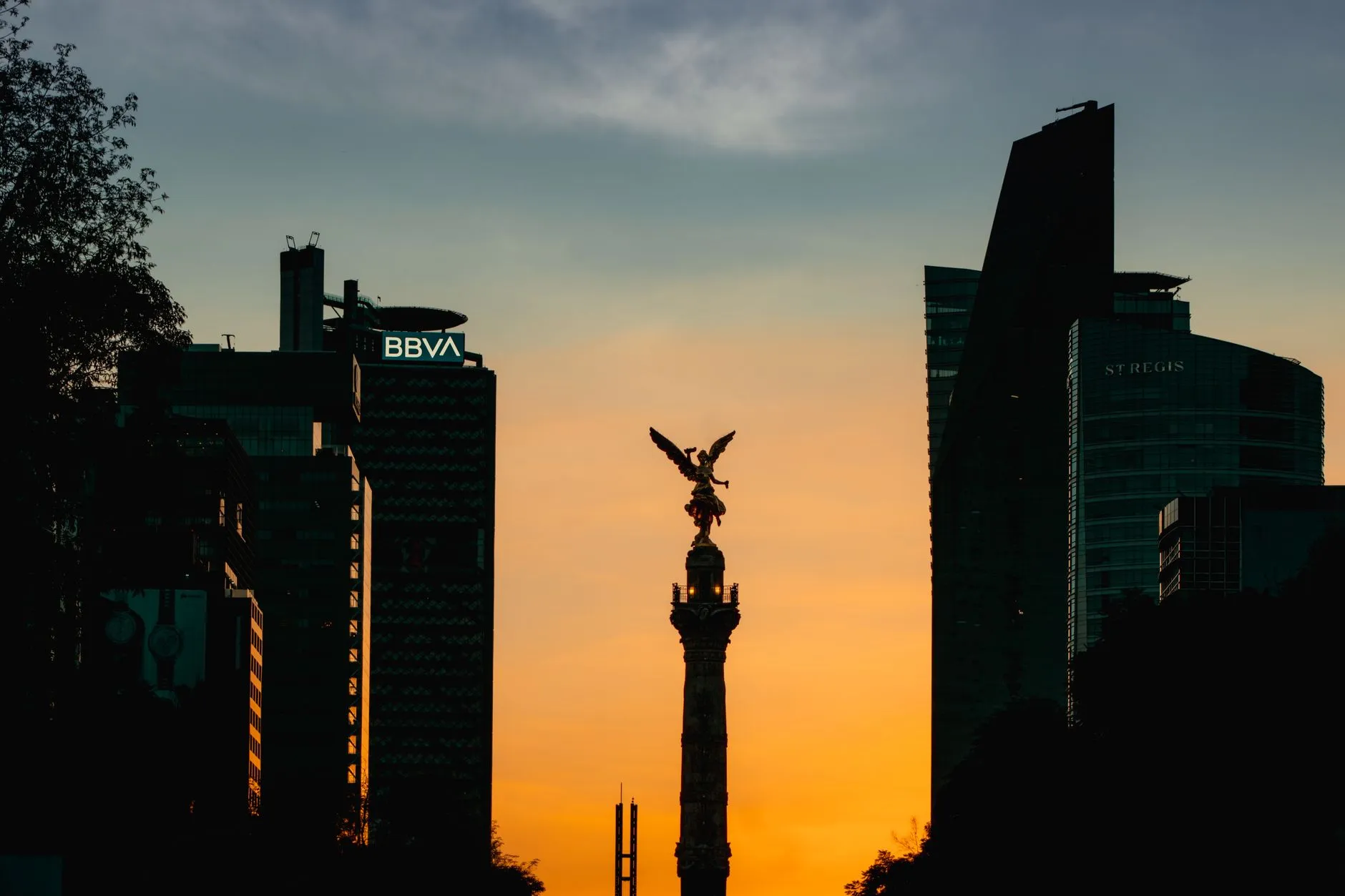 Mexico City, Mexico — Stunning sunset in Mexico City showcasing the iconic Angel de la Independencia monument.