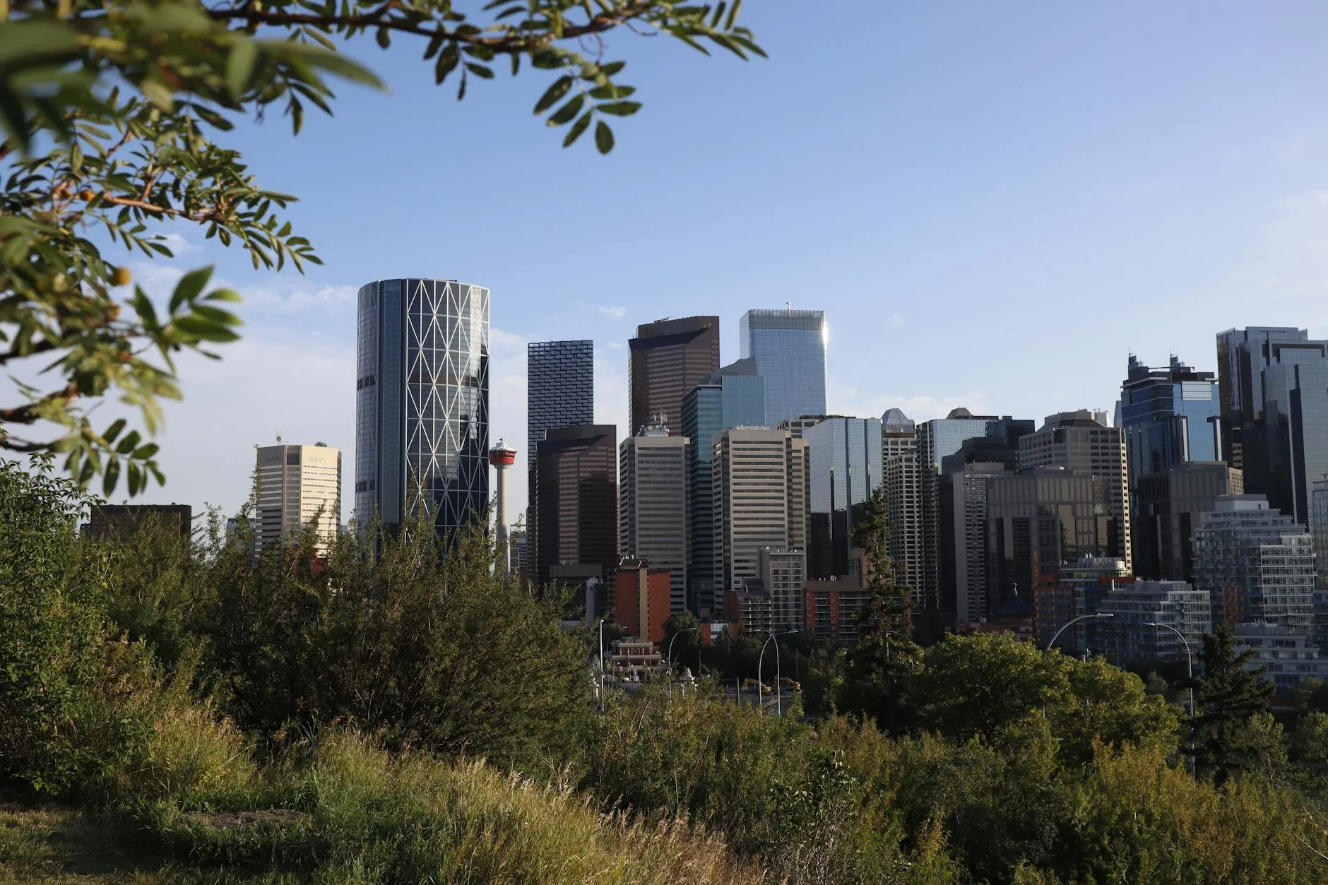 Calgary International Airport (YYC) — Calgary skyline with the Calgary Tower