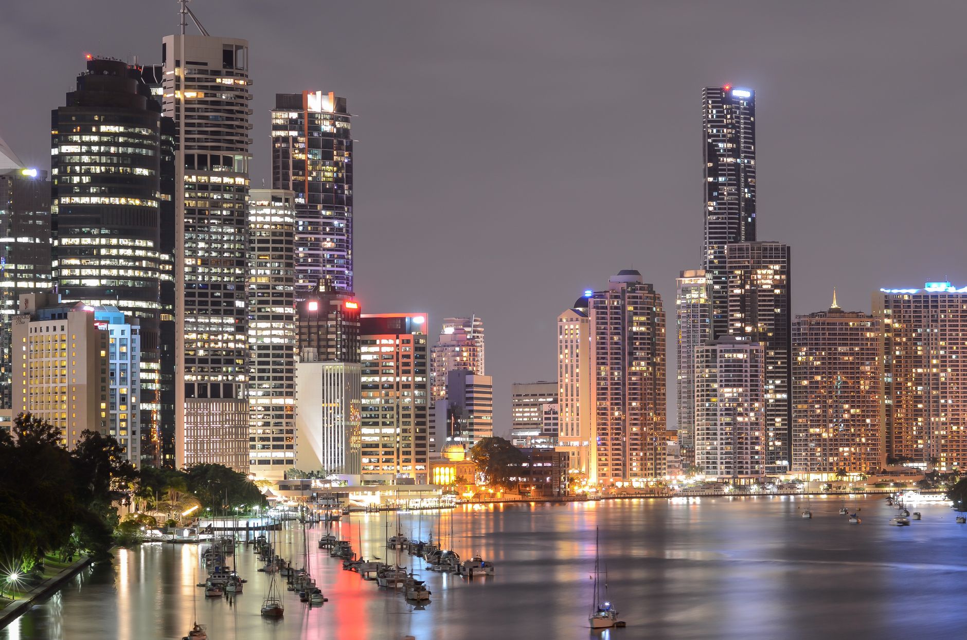 Brisbane — riverfront skyline at night