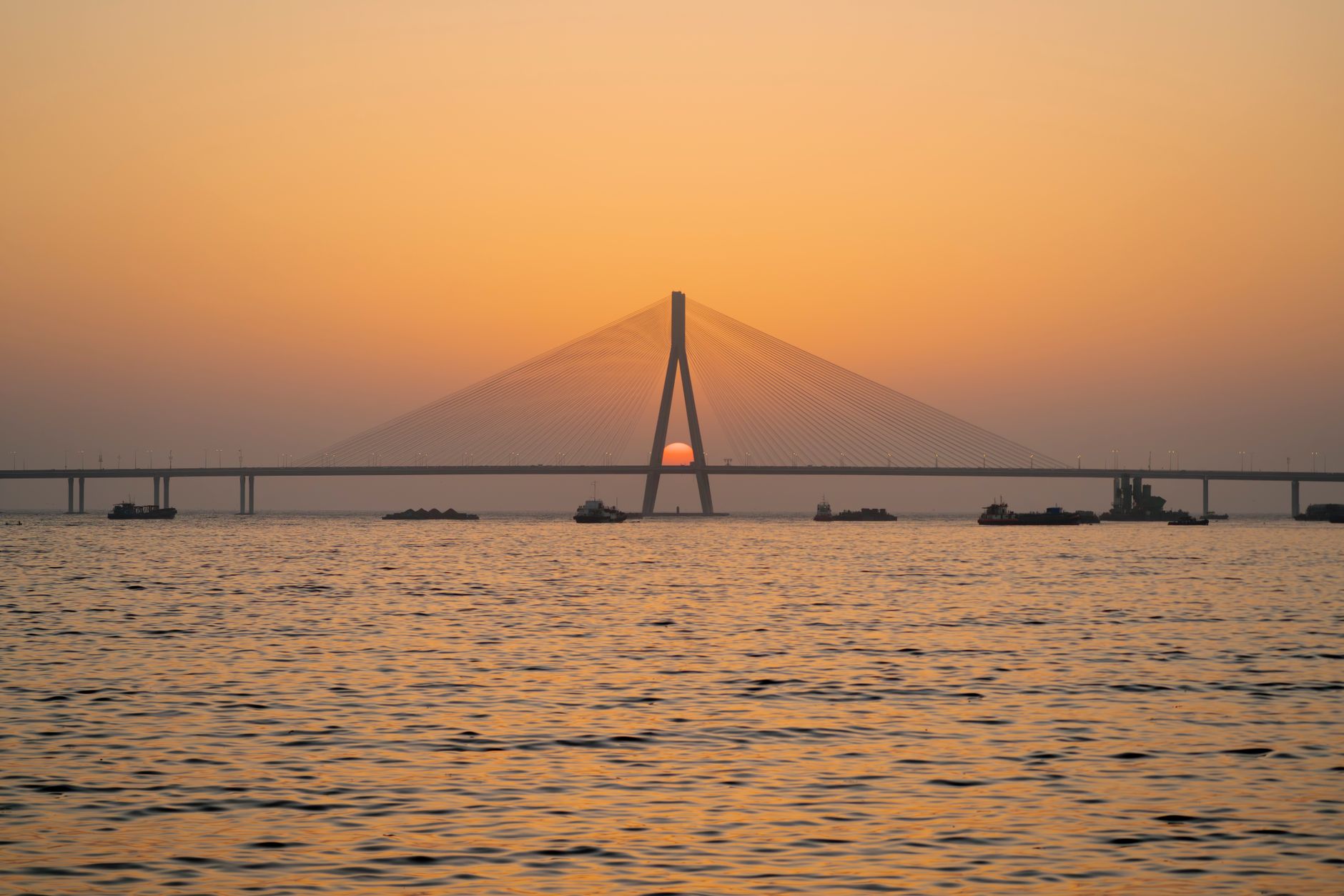 Mumbai, India — Bandra-Worli Sea Link at sunset
