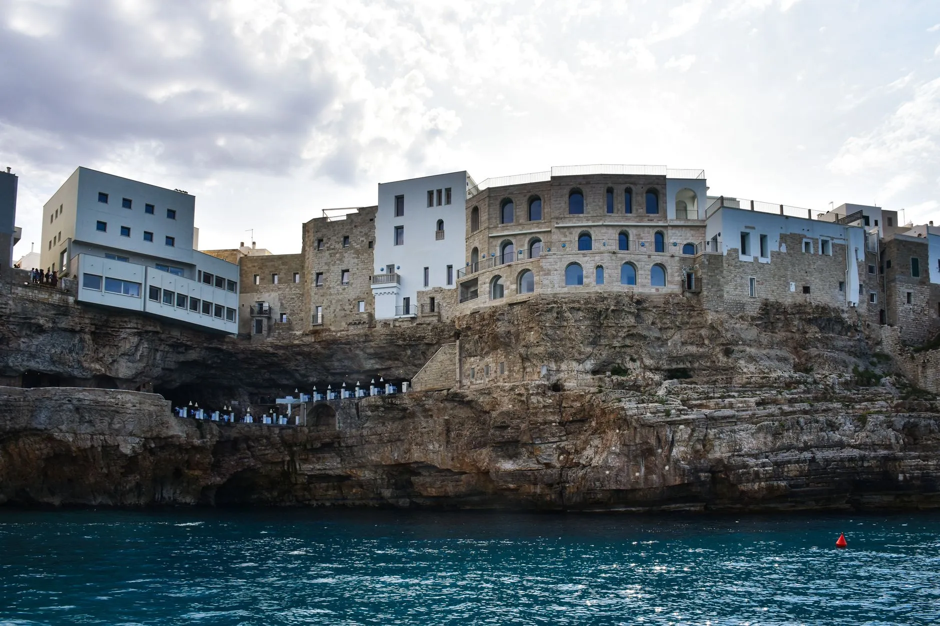 Bari, Puglia — A stunning view of Polignano a Mare's cliffside architecture in Apulia, Italy.
