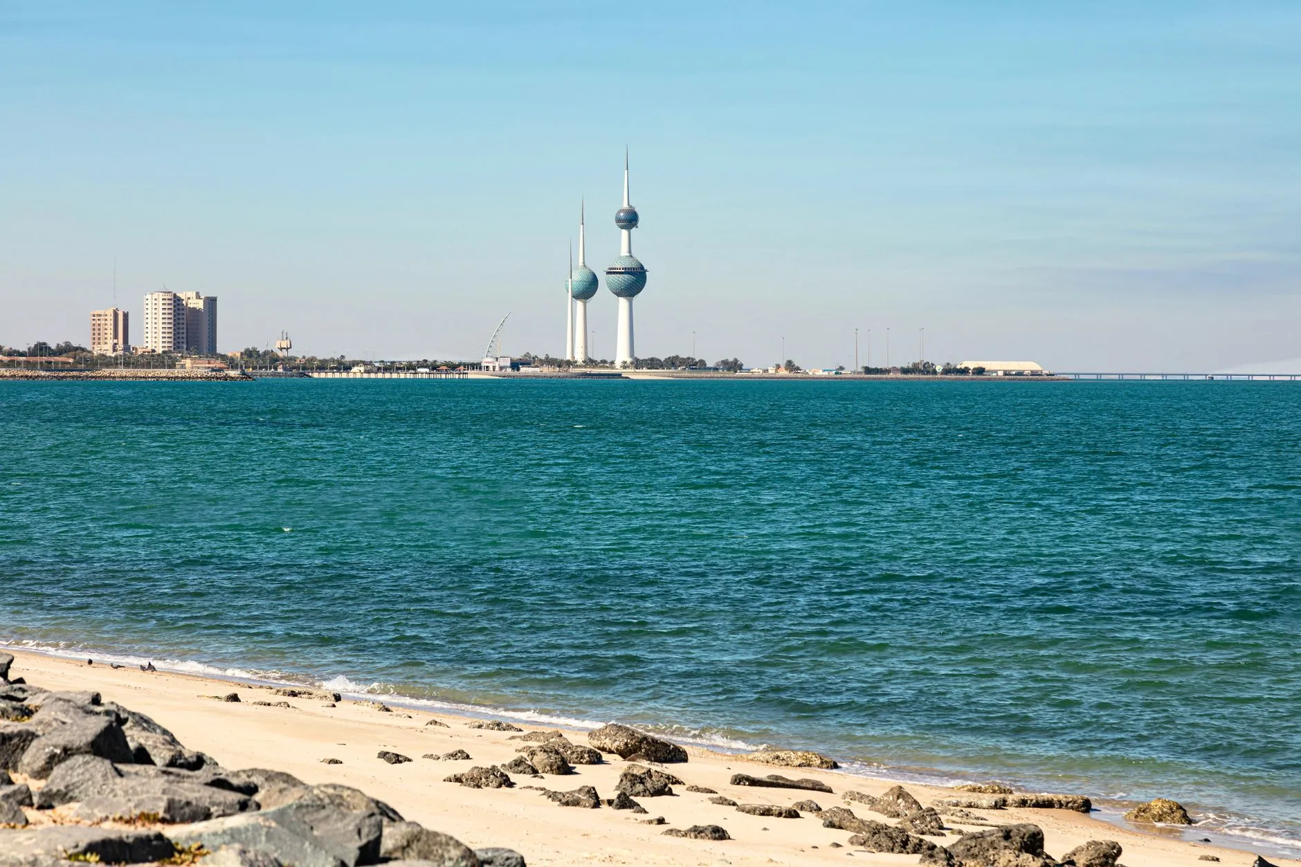 Kuwait City, Kuwait — Kuwait Towers on the Gulf coast