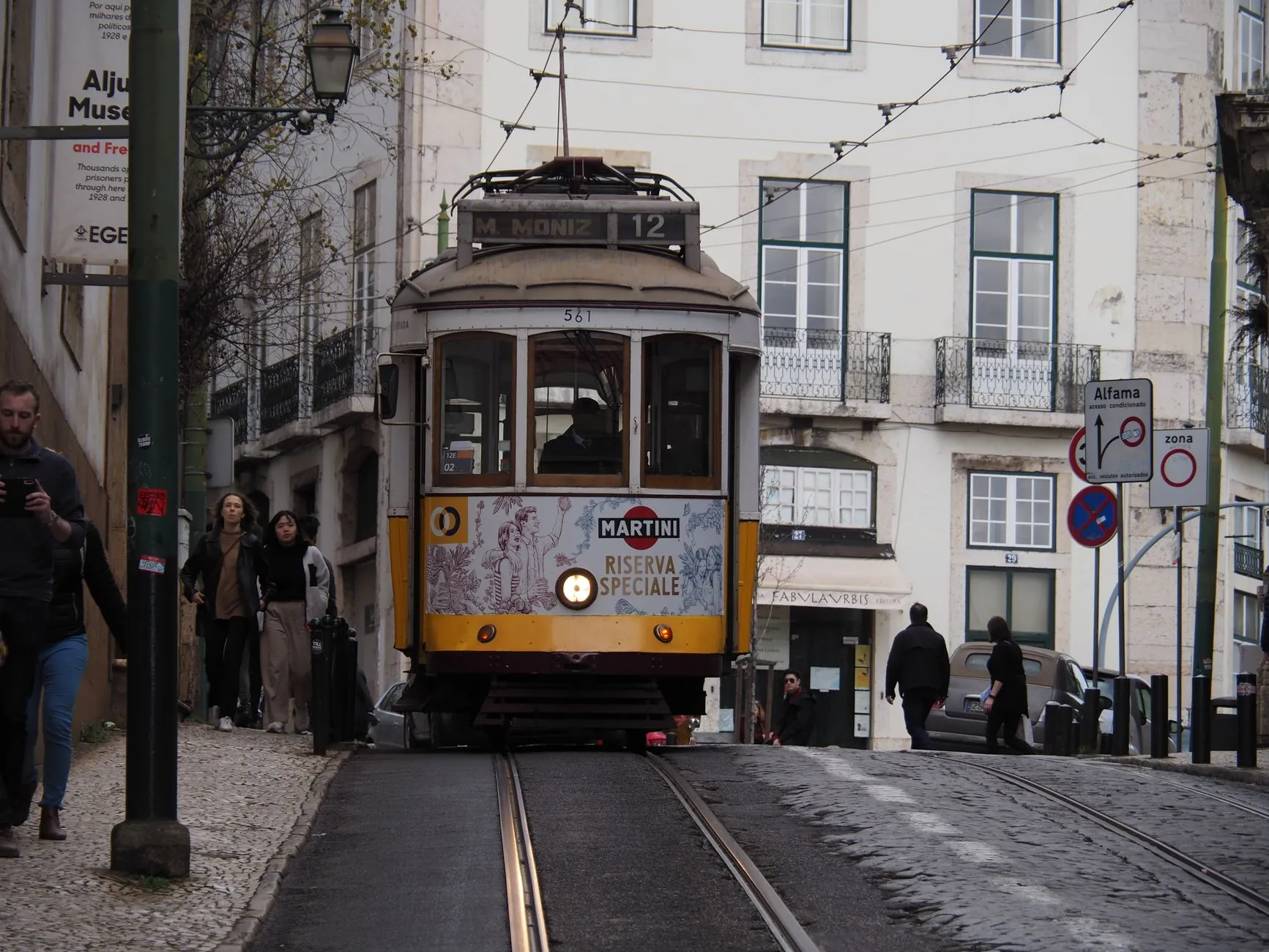 Lisbon, Portugal — historic tram in Alfama