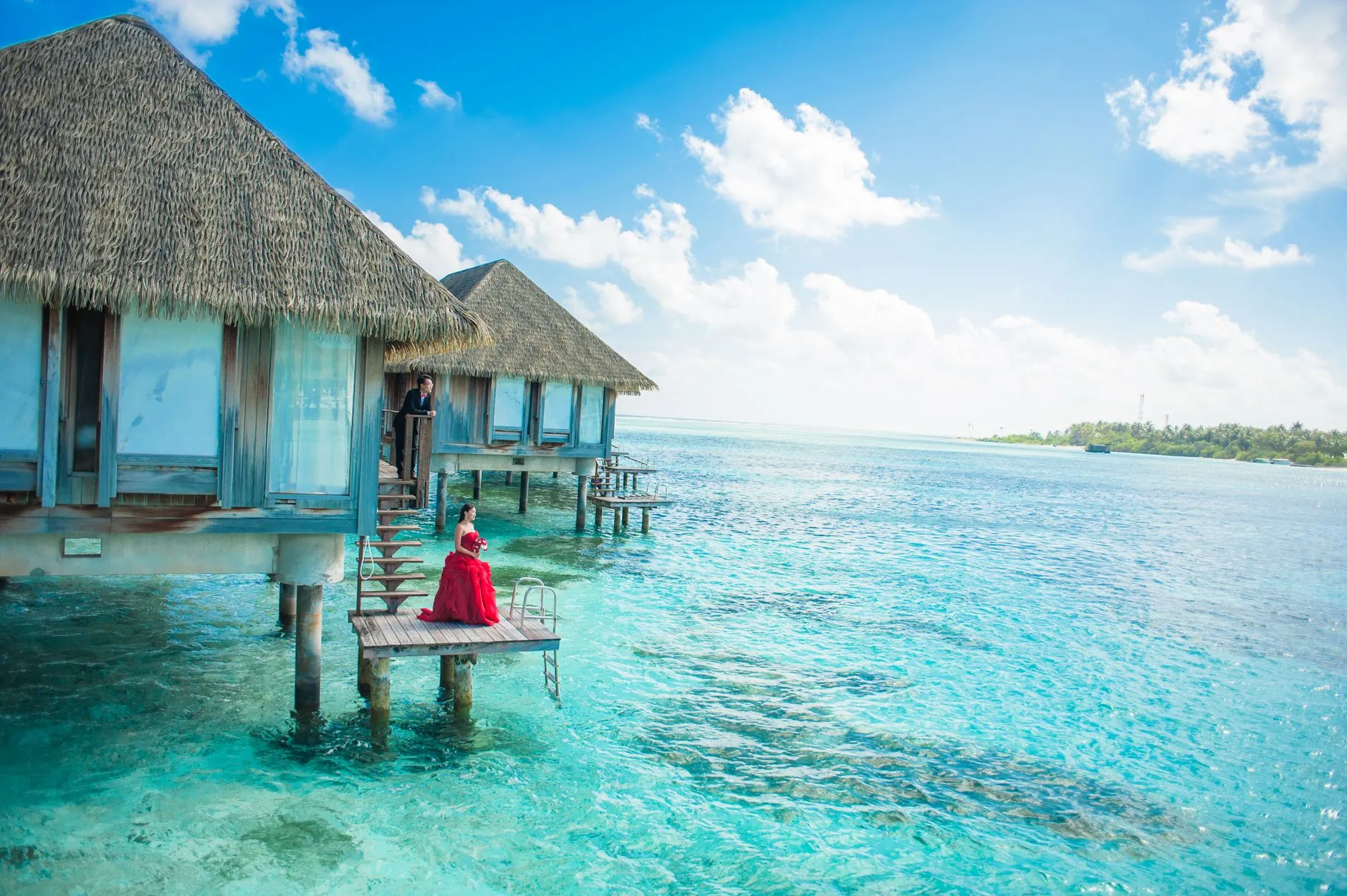 Maldives — turquoise lagoon and overwater villas