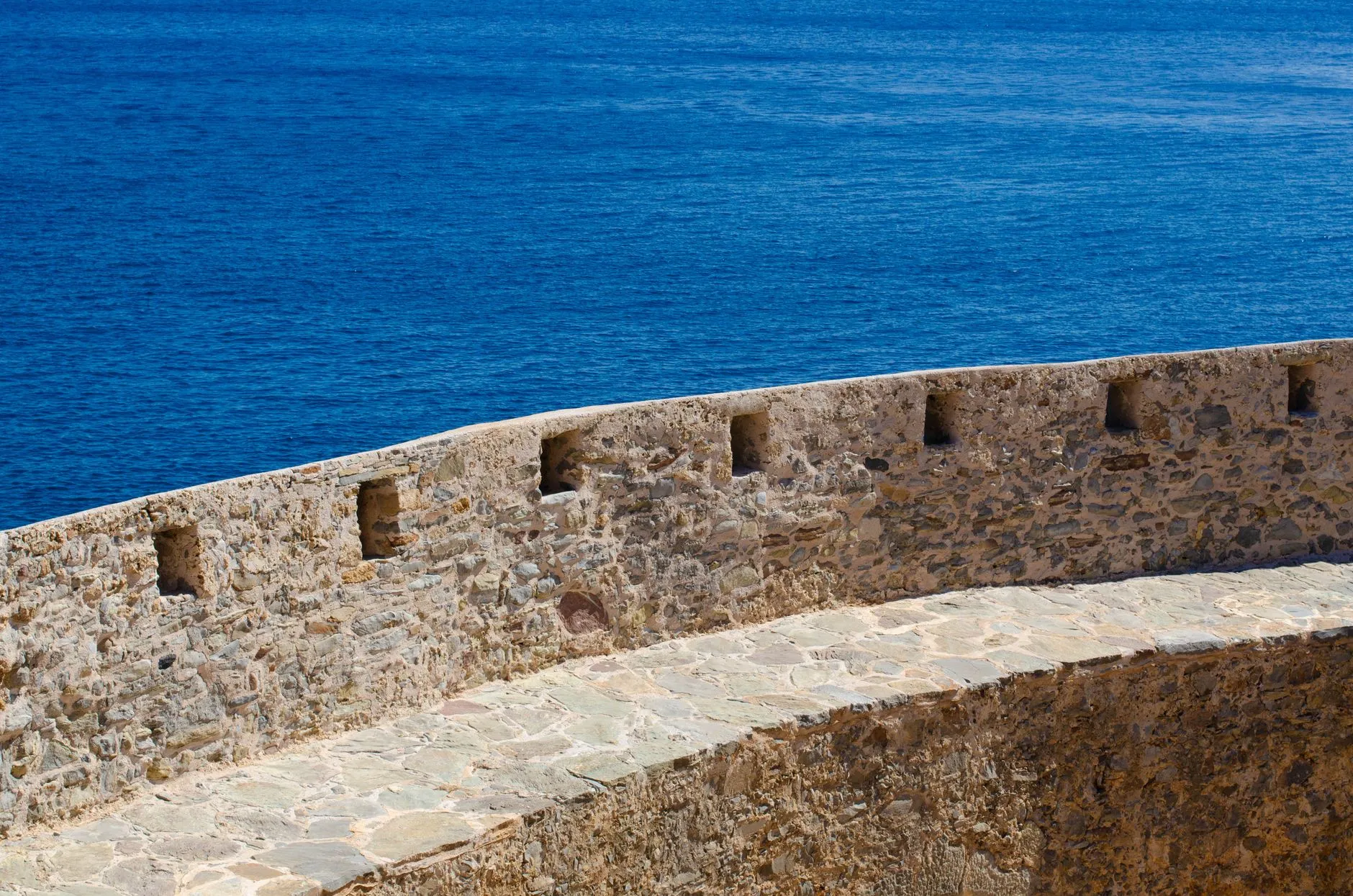 Melilla, Spain — Mediterranean coast and old fortress walls