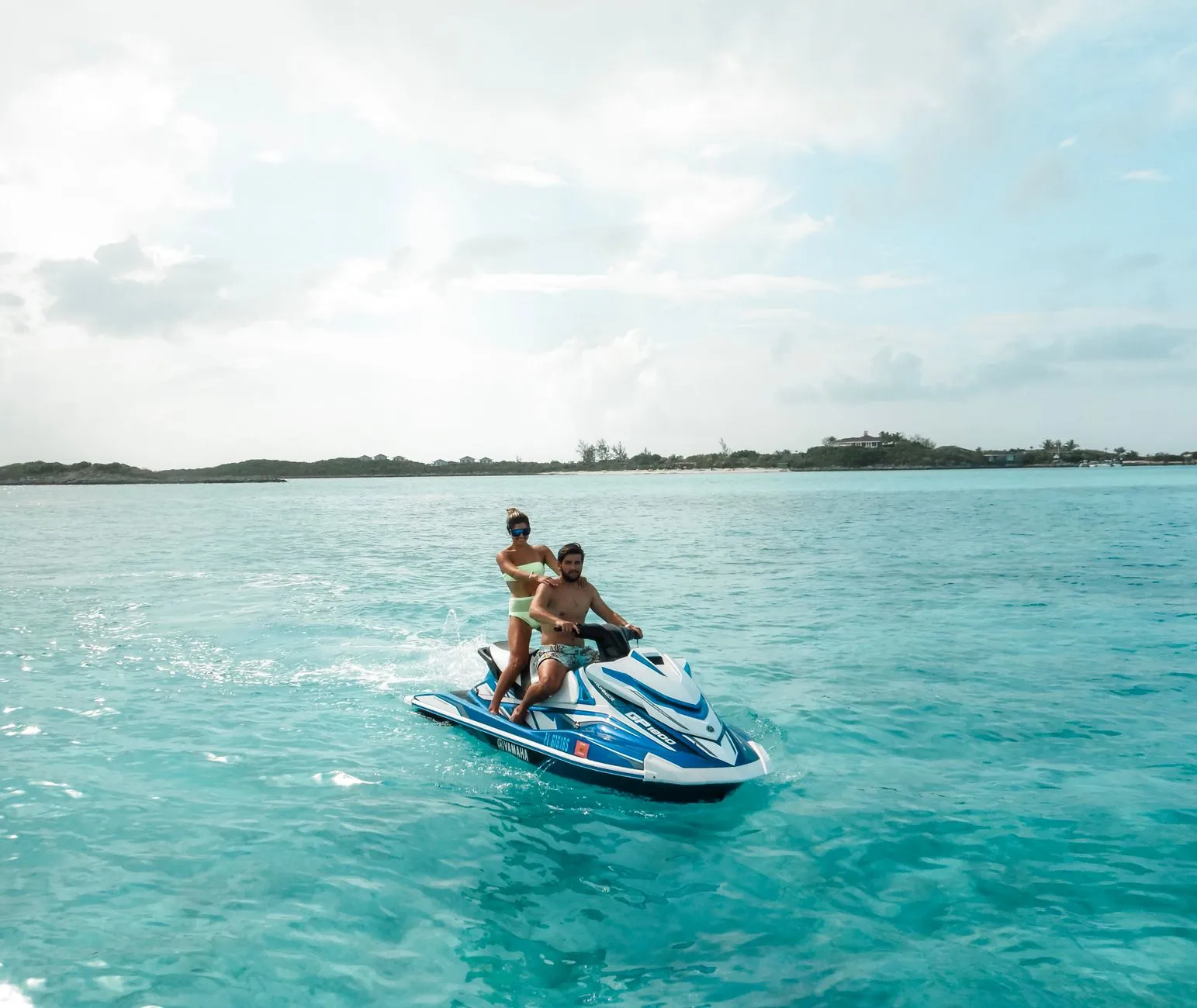 The Bahamas — Exciting day jet skiing in the turquoise waters of Exuma, The Bahamas.