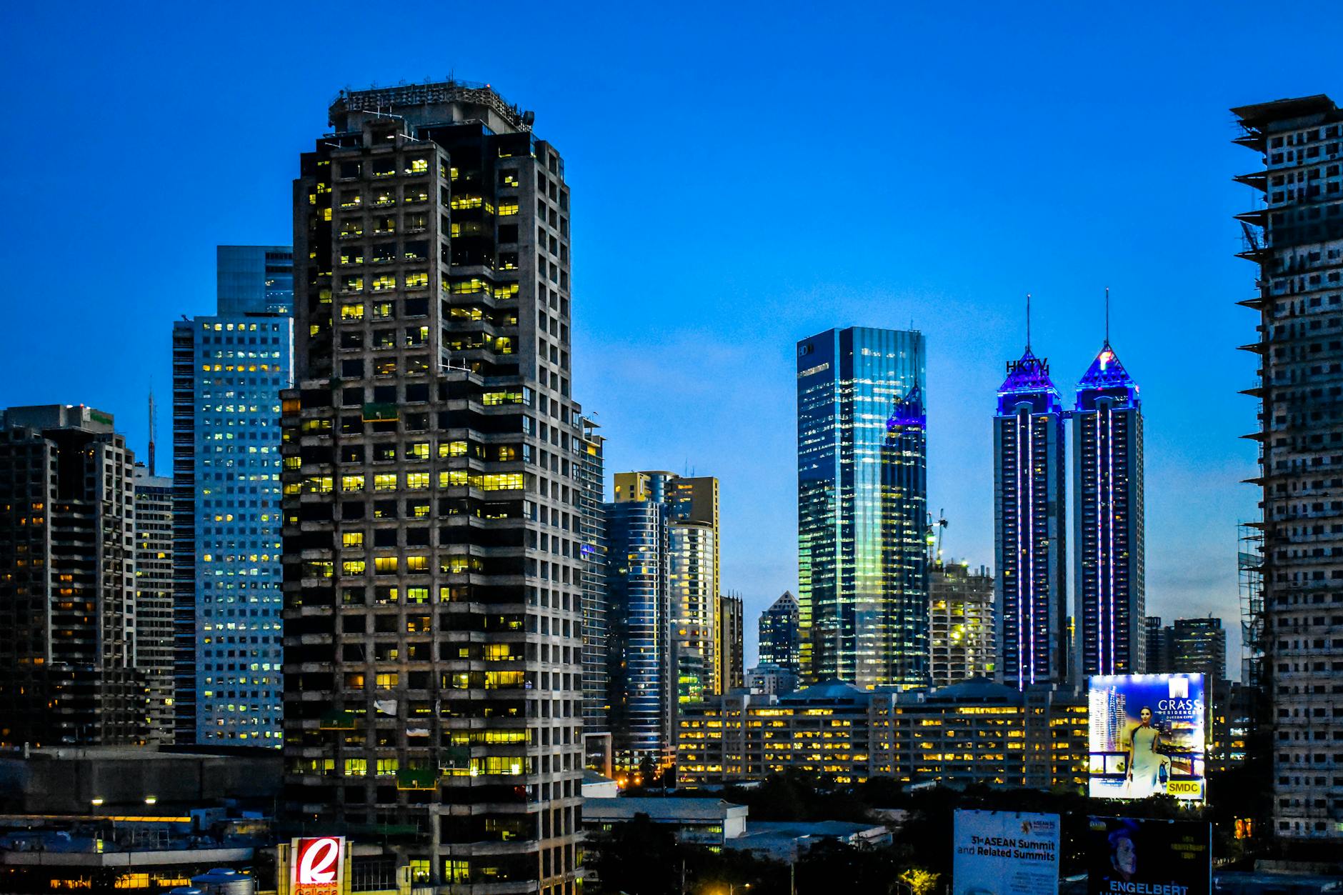 illuminated skyscrapers at night in pasig city