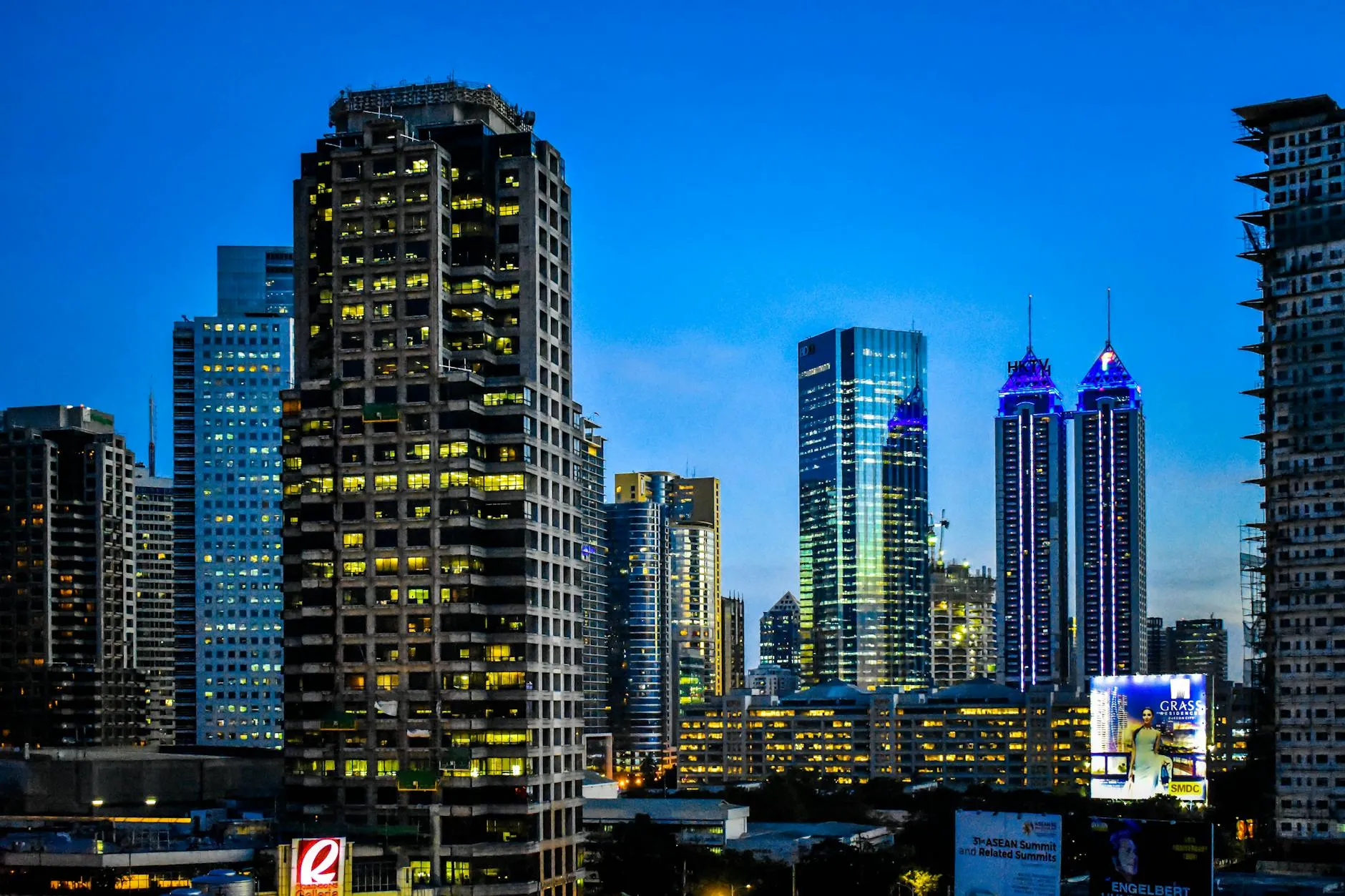 illuminated skyscrapers at night in pasig city