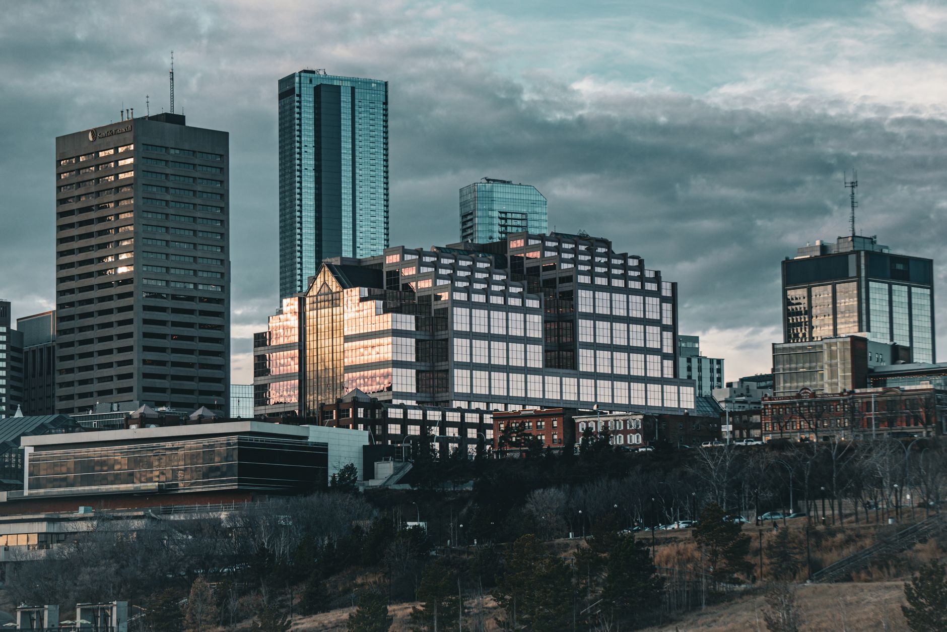 Edmonton, Canada — Skyline view of modern architecture in downtown Edmonton, Alberta, Canada.