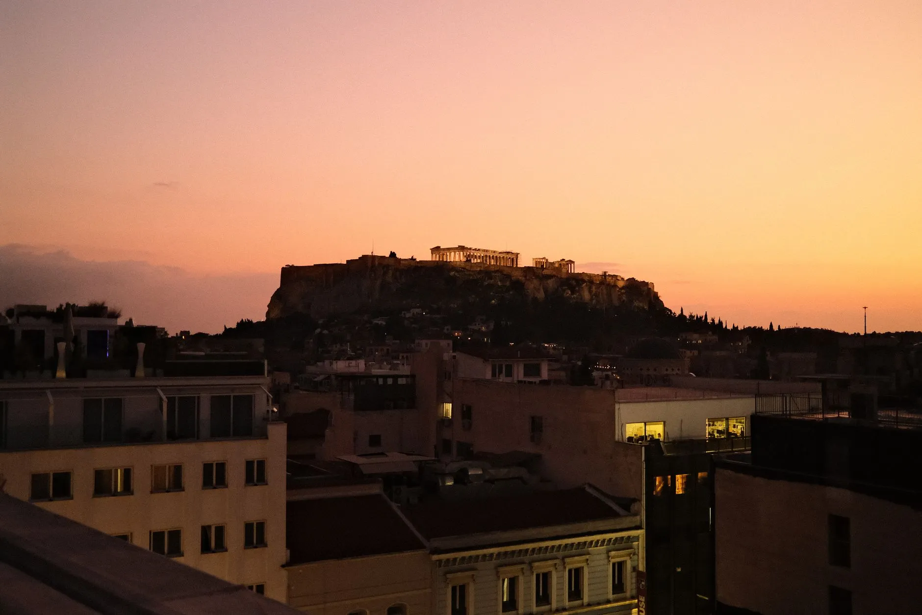 Athens, Greece — Acropolis and Parthenon at sunset