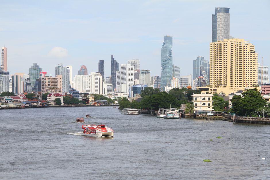 Bangkok skyline along the Chao Phraya River