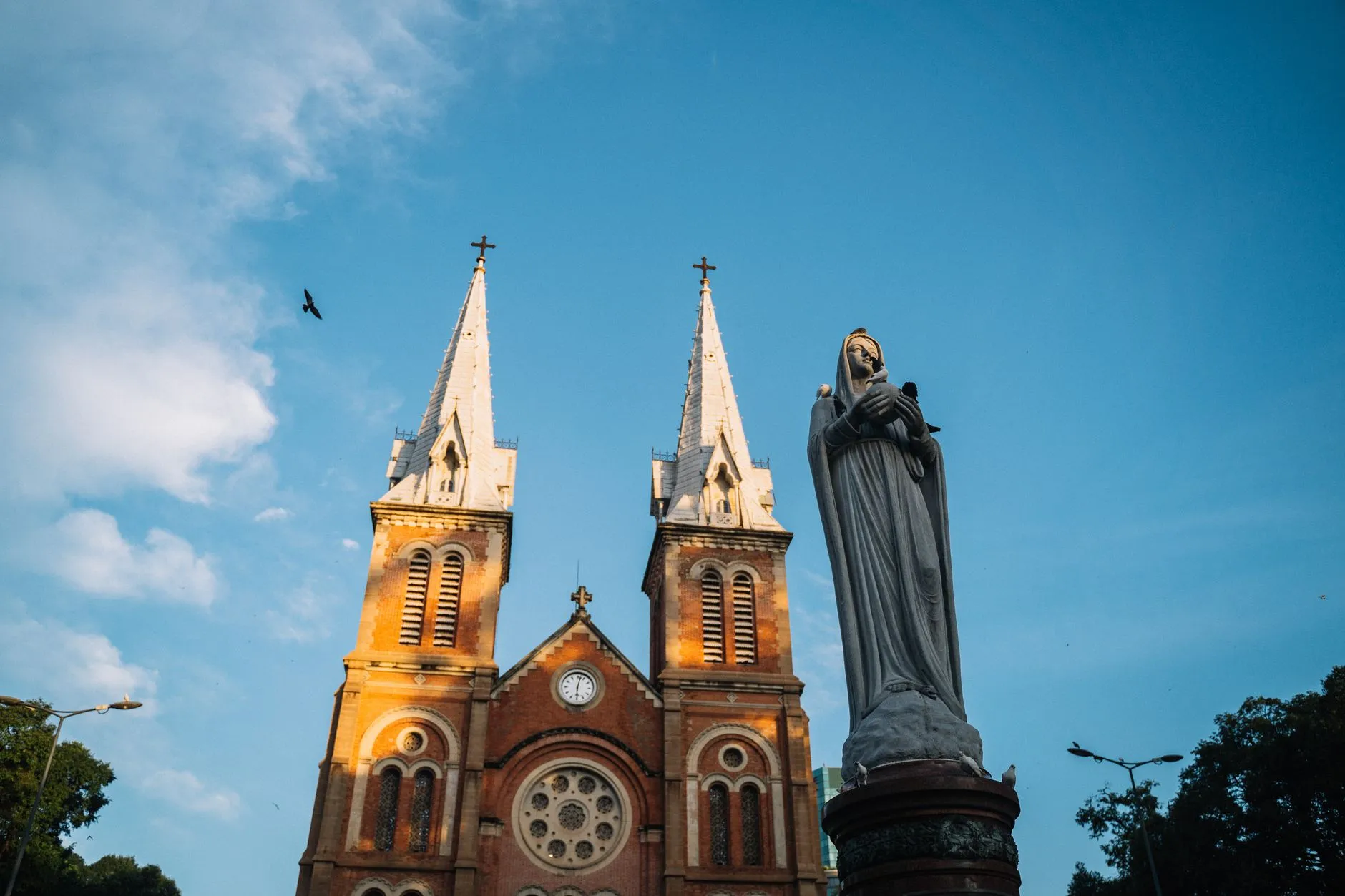 Ho Chi Minh City, Vietnam — Saigon Notre-Dame Cathedral under blue sky