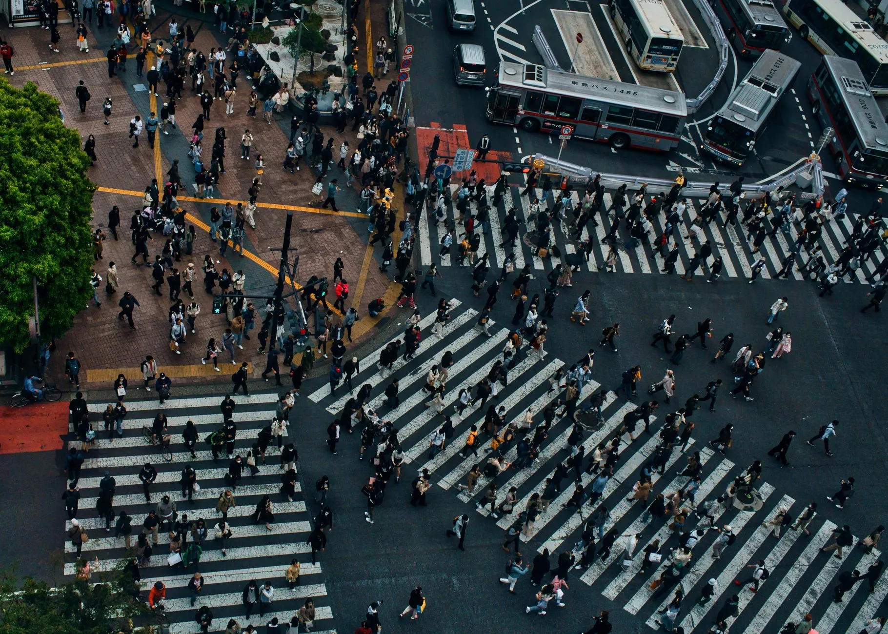 Shibuya Crossing seen from above, Tokyo