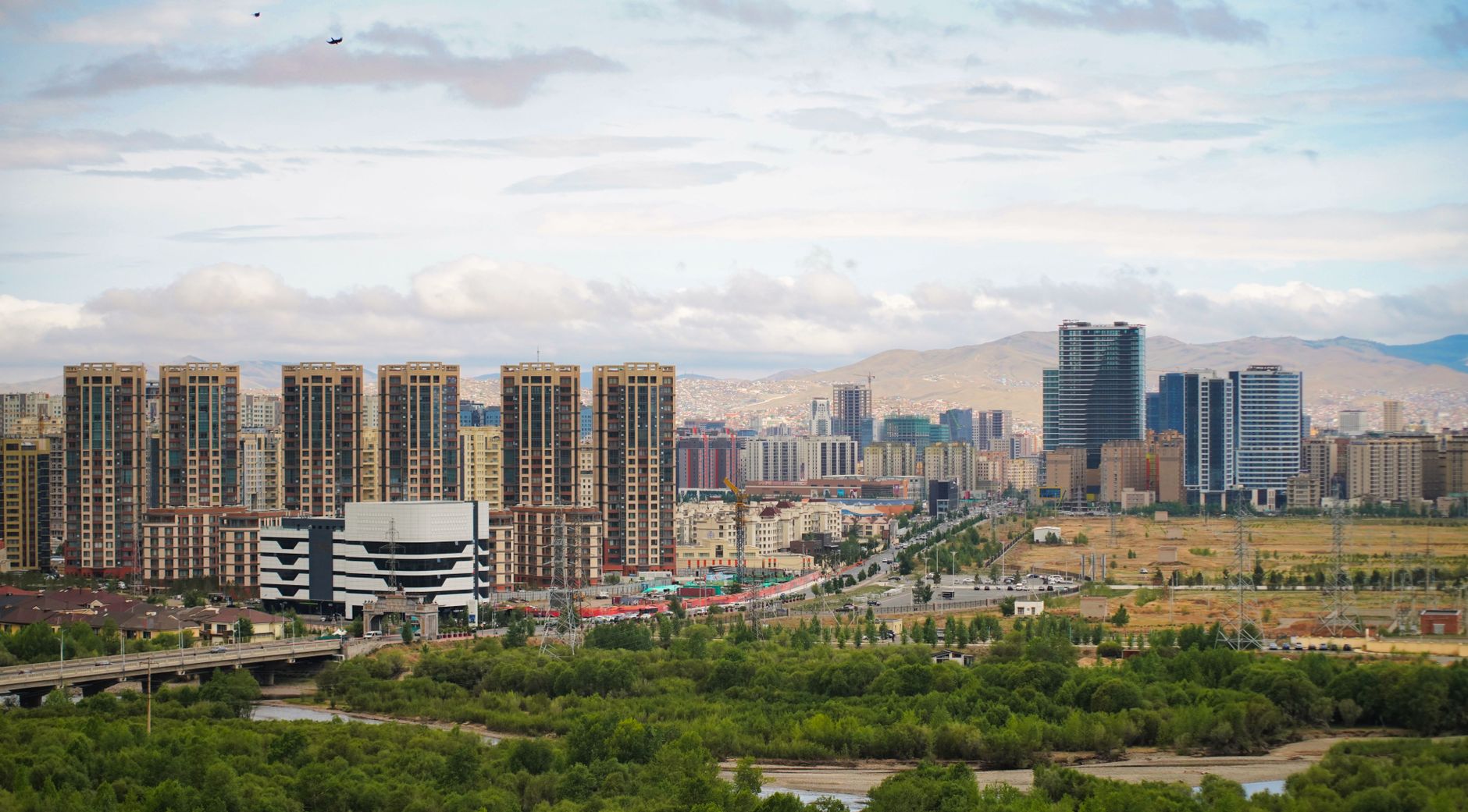 The Ulaanbaatar skyline and the hills around the Tuul valley