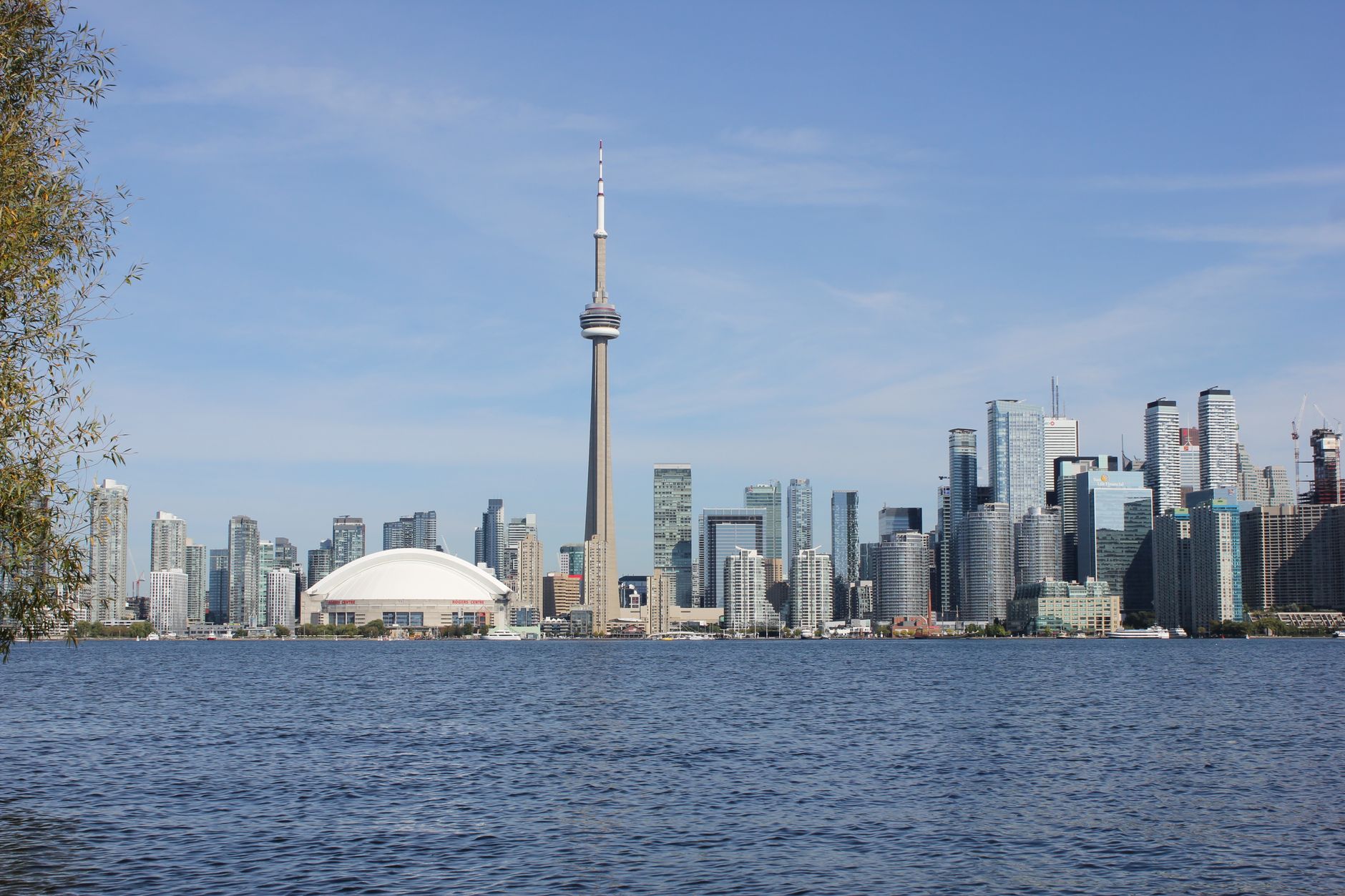 The Toronto skyline and CN Tower seen across Lake Ontario