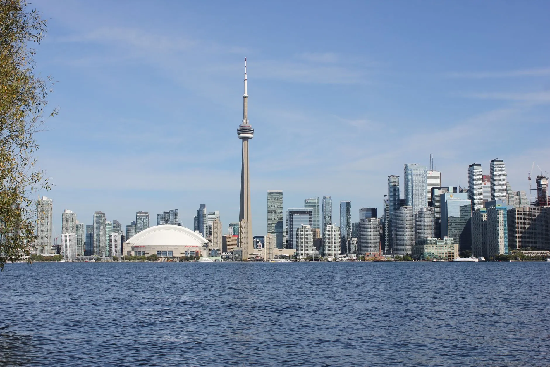 The Toronto skyline and CN Tower seen across Lake Ontario