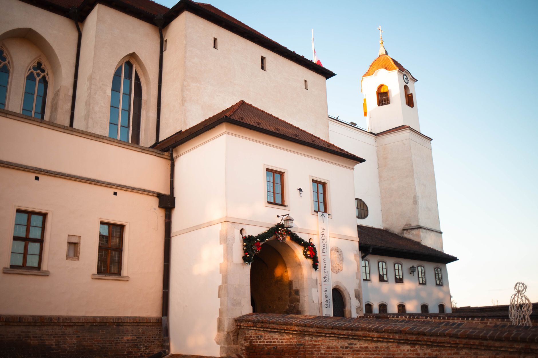 Brno, Czechia — Beautiful view of Špilberk Castle in Brno, capturing its historic architecture in the golden sunset.