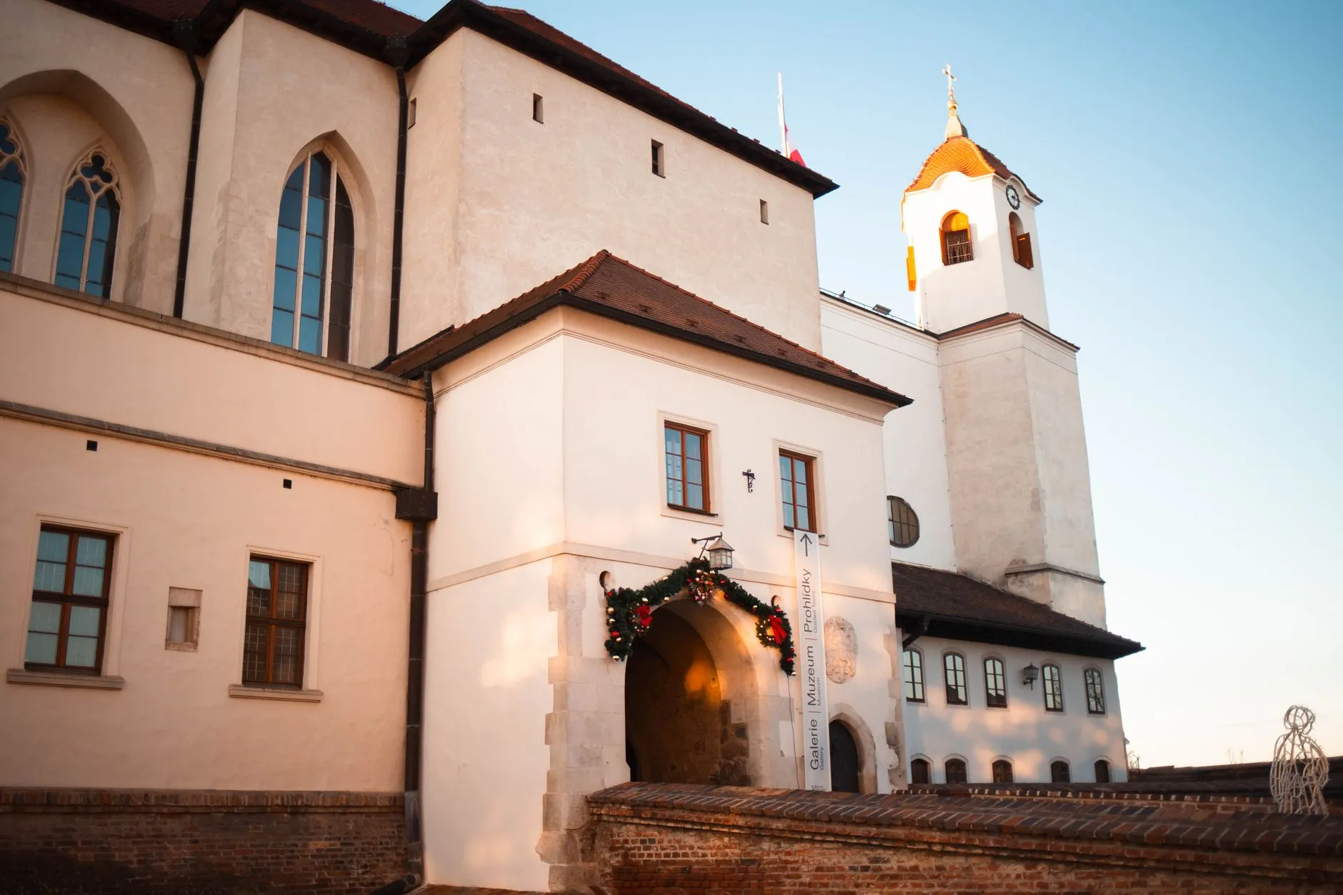 Brno, Czechia — Beautiful view of Špilberk Castle in Brno, capturing its historic architecture in the golden sunset.