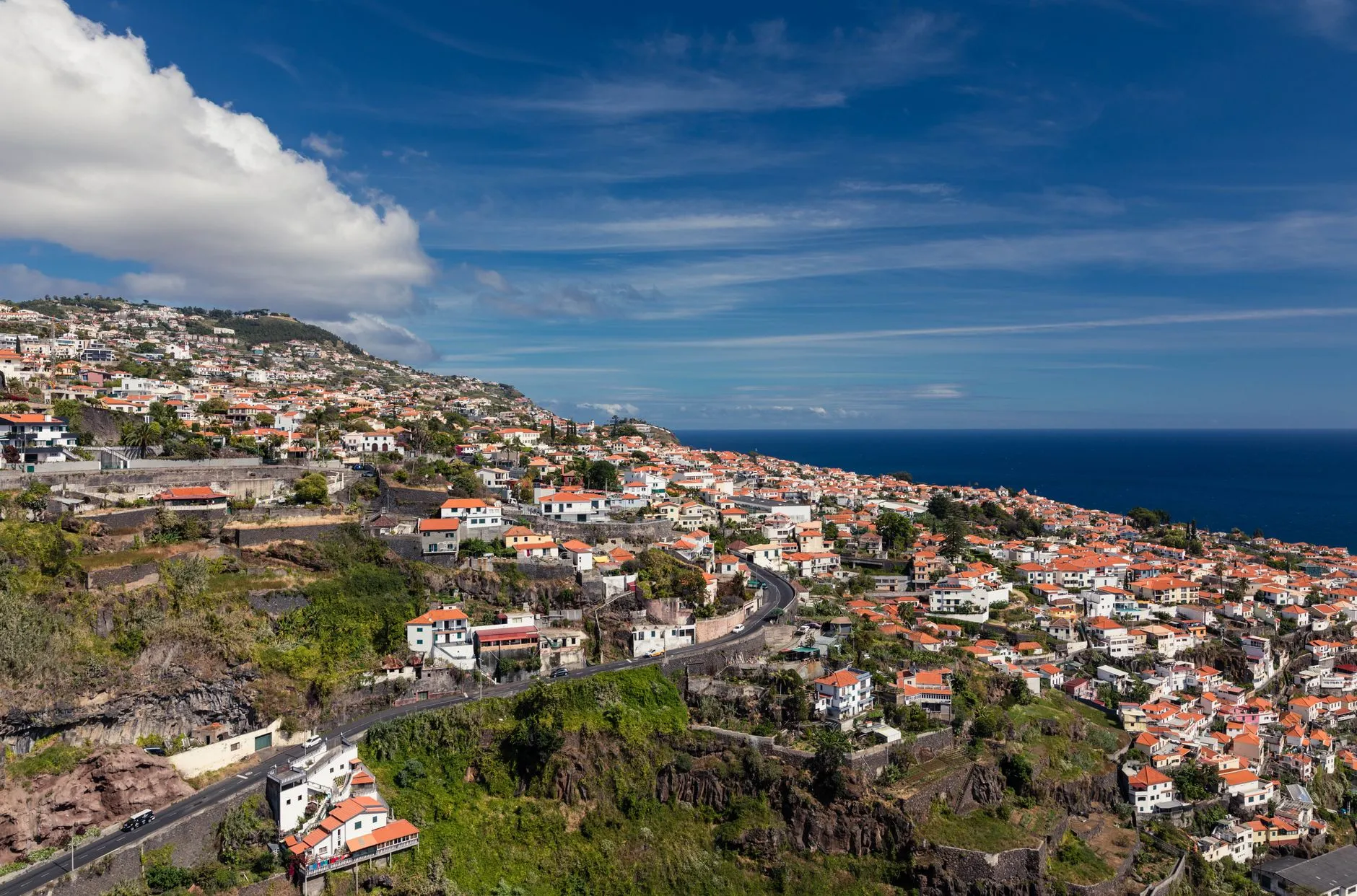Funchal, Madeira — red-roofed town on the island's south coast