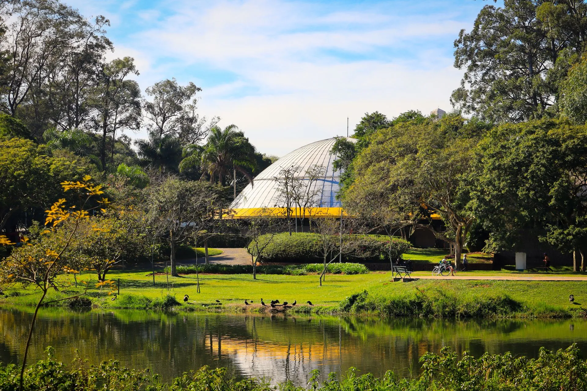 The Oca dome in Ibirapuera Park, Sao Paulo, Brazil, on a clear day.