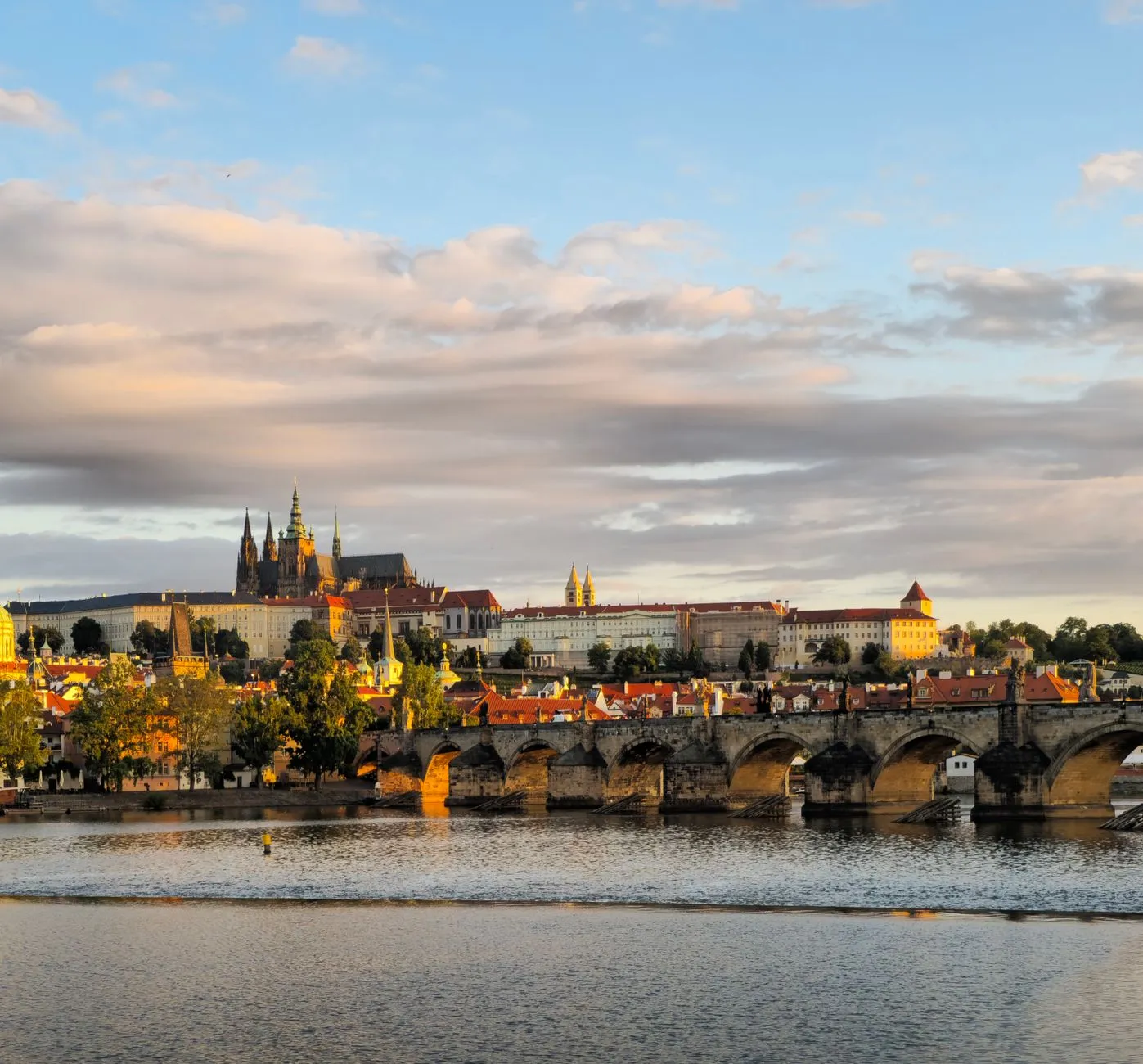Prague, Czechia — Prague Castle, St Vitus Cathedral and Charles Bridge