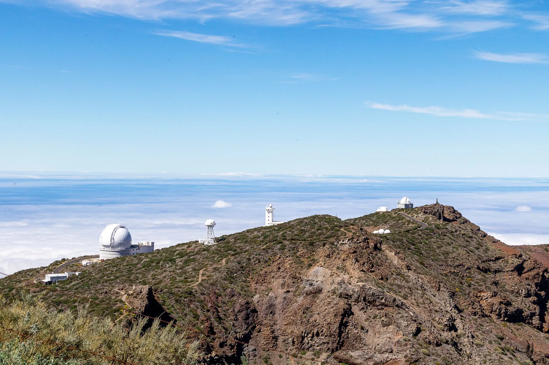 La Palma, Canary Islands — A breathtaking view of the observatories on Roque de los Muchachos in La Palma, Spain, under a clear blue sky.