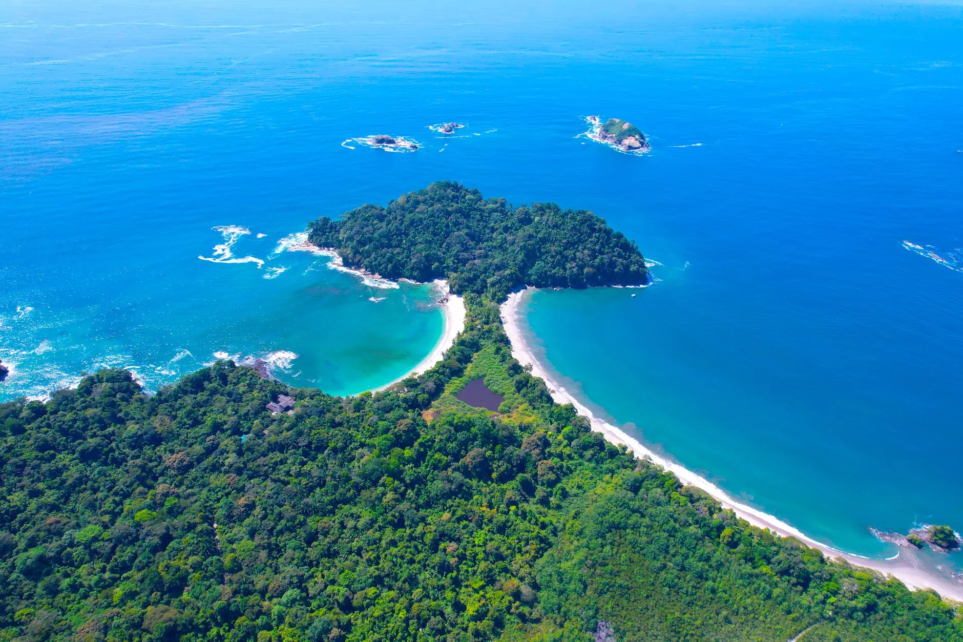 Rainforest meeting white beaches and turquoise water at Manuel Antonio National Park, Costa Rica